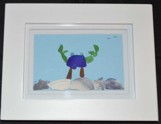 9.0 x 7.0in Blue and green Seaglass crab