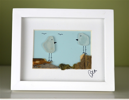 Mini 4x5in framed 2 bird scene