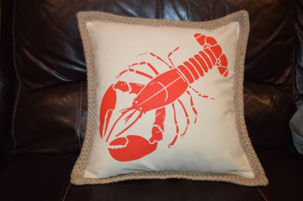 Red lobster on cream pillow