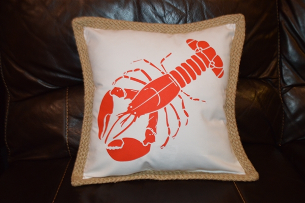 Red lobster on white pillow
